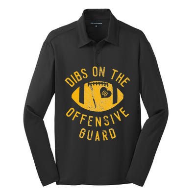 Dibs On The Offensive Guard Funny Football Wife Girlfriend Silk Touch Performance Long Sleeve Polo