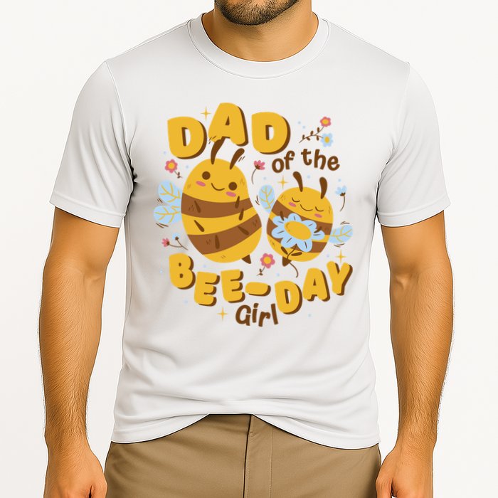Dad Of The Bee Day Girl Birthday Cooling Performance Crew T-Shirt