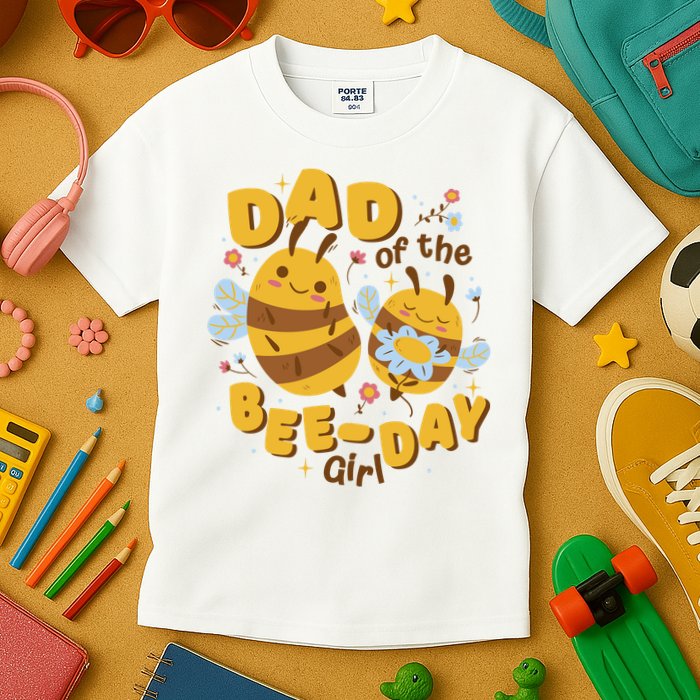 Dad Of The Bee Day Girl Birthday Kids T-Shirt