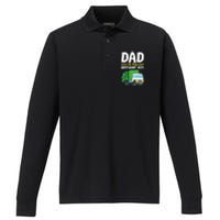 Dad Of The Birthday Boy Garbage Truck Performance Long Sleeve Polo