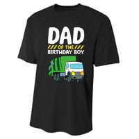 Dad Of The Birthday Boy Garbage Truck Performance Sprint T-Shirt