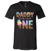 Daddy Of The Sweet One Ice Cream 1st First Birthday Family V-Neck T-Shirt