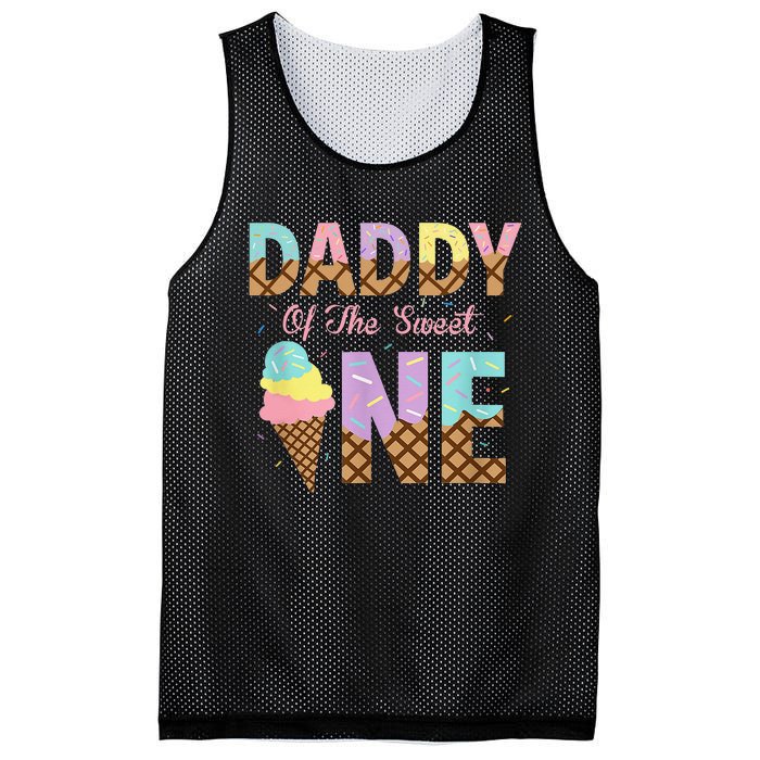 Daddy Of The Sweet One Ice Cream 1st First Birthday Family Mesh Reversible Basketball Jersey Tank