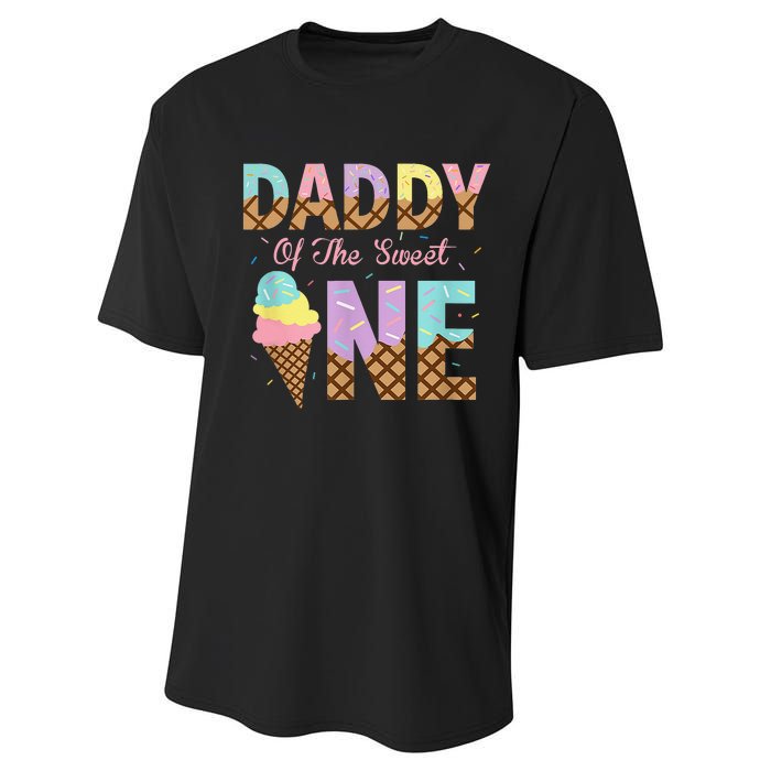 Daddy Of The Sweet One Ice Cream 1st First Birthday Family Performance Sprint T-Shirt