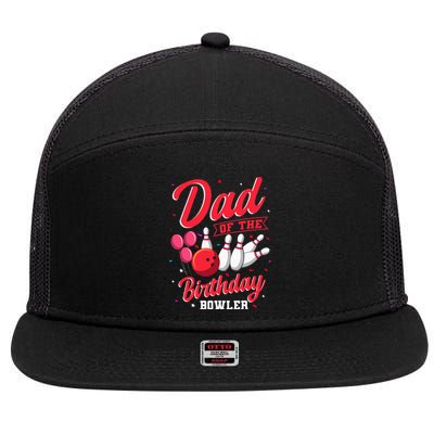 Dad Of The Birthday Bowler Bowling Family Celebration 7 Panel Mesh Trucker Snapback Hat