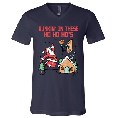 Dunkin On These Ho Ho HoS Christmas Quote V-Neck T-Shirt