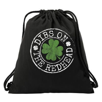 Dibs On The Redhead Funny Clovers Stamp St Patrick's Day Drawstring Bag