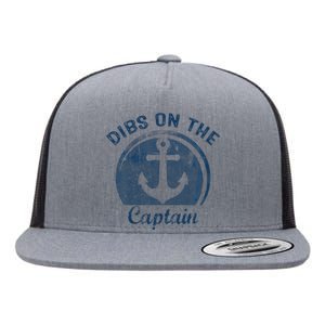 Dibs On The Captain Funny Boating Boat Lover Flat Bill Trucker Hat