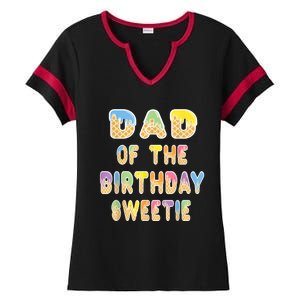 Dad Of The Birthday Sweetie Girl Icecream Themed Party Ladies Halftime Notch Neck Tee