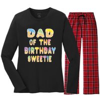 Dad Of The Birthday Sweetie Girl Icecream Themed Party Women's Long Sleeve Flannel Pajama Set 