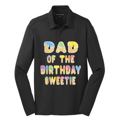 Dad Of The Birthday Sweetie Girl Icecream Themed Party Silk Touch Performance Long Sleeve Polo