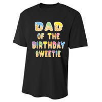 Dad Of The Birthday Sweetie Girl Icecream Themed Party Performance Sprint T-Shirt