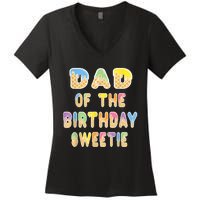 Dad Of The Birthday Sweetie Girl Icecream Themed Party Women's V-Neck T-Shirt