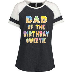 Dad Of The Birthday Sweetie Girl Icecream Themed Party Enza Ladies Jersey Colorblock Tee