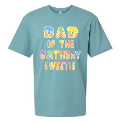 Dad Of The Birthday Sweetie Girl Icecream Themed Party Sueded Cloud Jersey T-Shirt