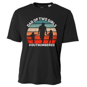 Dad Of Two Outnumbered Retro 2 Daughters Fathers Day Cooling Performance Crew T-Shirt