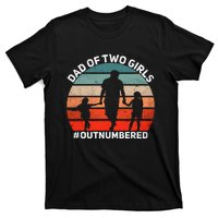 Dad Of Two Outnumbered Retro 2 Daughters Fathers Day T-Shirt