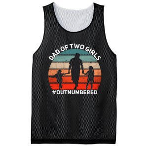 Dad Of Two Outnumbered Retro 2 Daughters Fathers Day Mesh Reversible Basketball Jersey Tank