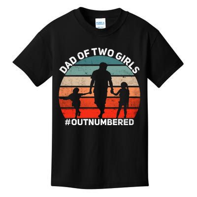 Dad Of Two Outnumbered Retro 2 Daughters Fathers Day Kids T-Shirt