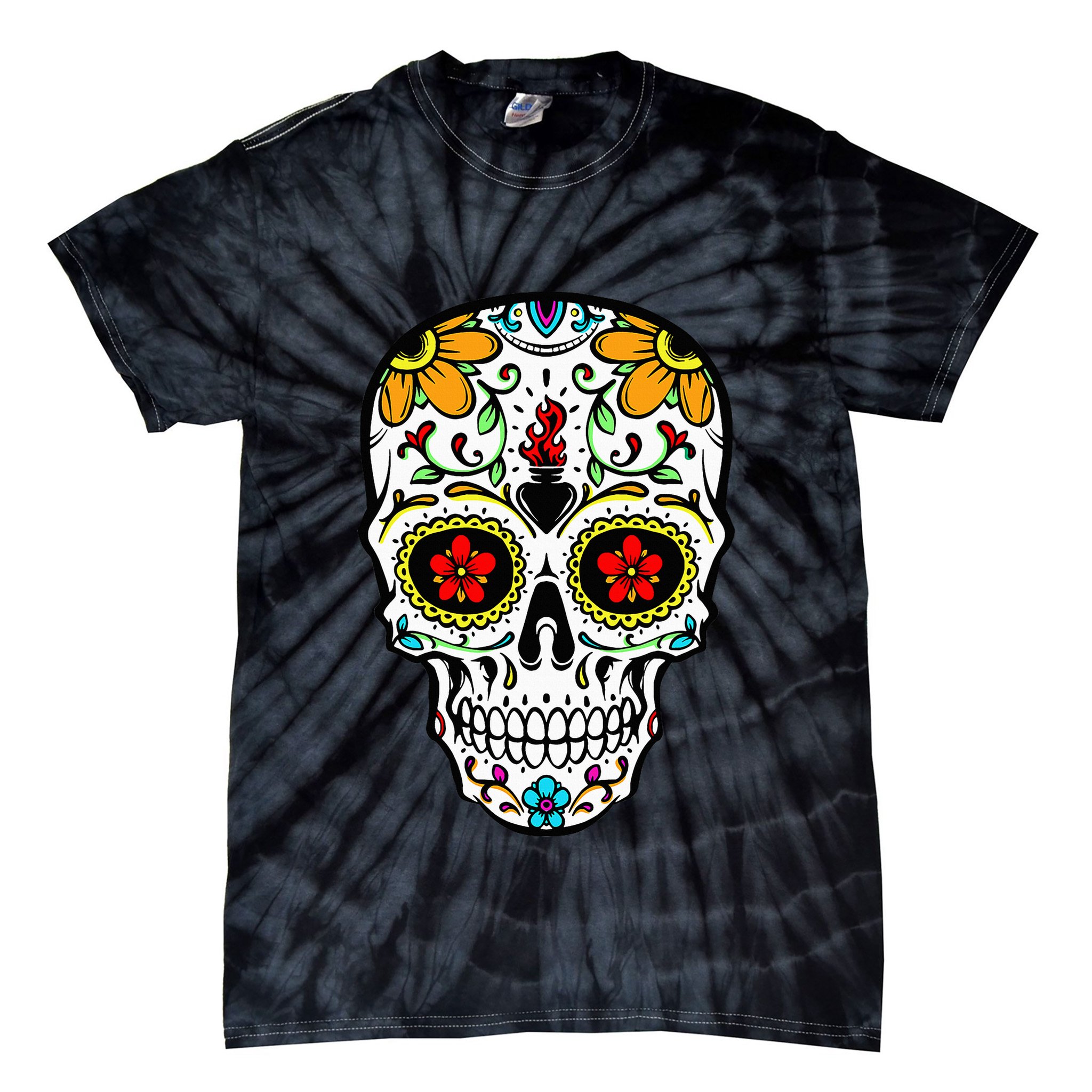 Day of the Dead Celebration Outfit Calavera Tie-Dye T-Shirt