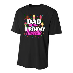 Dad Of The Birthday Sweetie Youth Performance Sprint T-Shirt