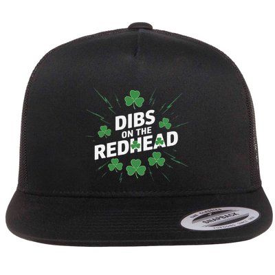 Dibs On The Redhead Funny St Patricks Day Drinking Flat Bill Trucker Hat