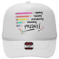 Days Of The Week Teacher High Crown Mesh Back Trucker Hat