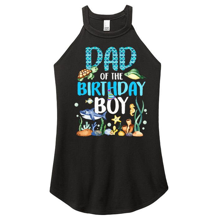 Dad Of The Birthday Boy Sea Fish Ocean Animals Aquarium Women’s Perfect Tri Rocker Tank