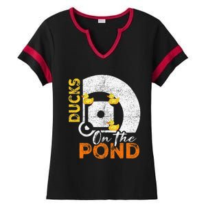 Ducks On The Pond Baseball Field Softball Saying Ladies Halftime Notch Neck Tee