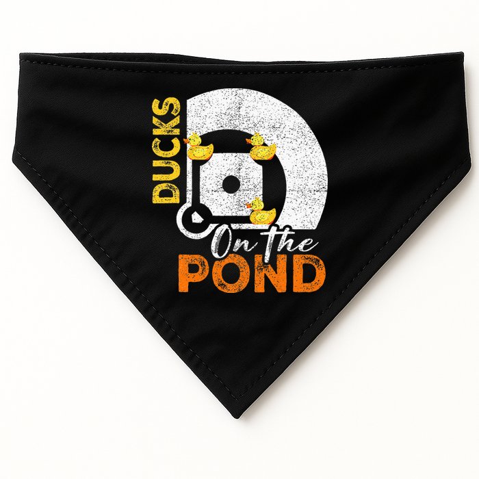 Ducks On The Pond Baseball Field Softball Saying USA-Made Doggie Bandana