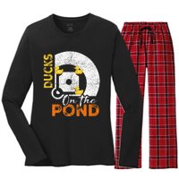 Ducks On The Pond Baseball Field Softball Saying Women's Long Sleeve Flannel Pajama Set 