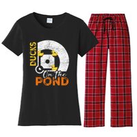 Ducks On The Pond Baseball Field Softball Saying Women's Flannel Pajama Set