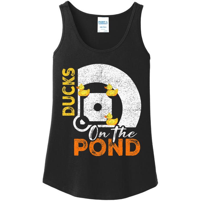 Ducks On The Pond Baseball Field Softball Saying Ladies Essential Tank