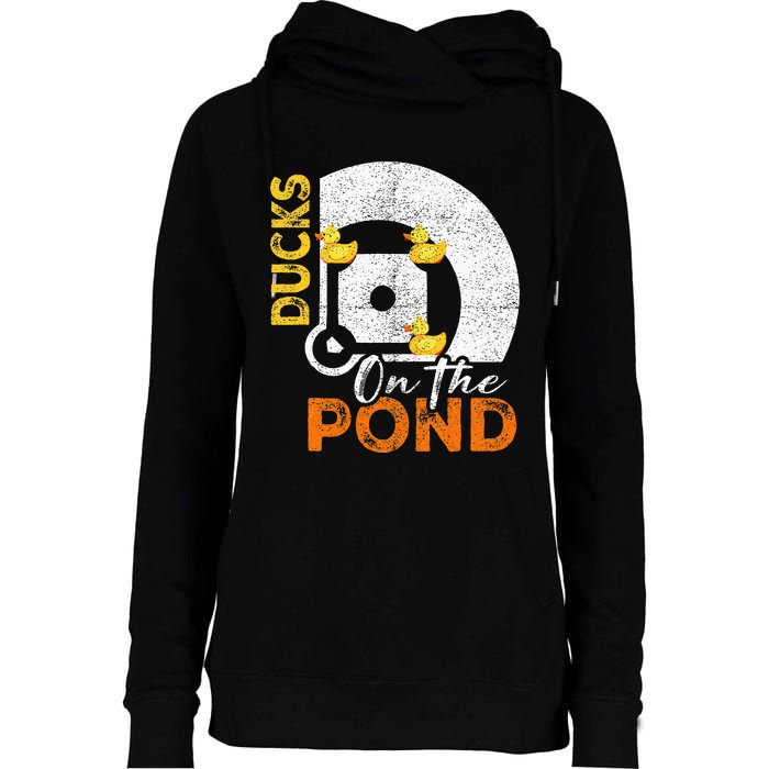 Ducks On The Pond Baseball Field Softball Saying Womens Funnel Neck Pullover Hood