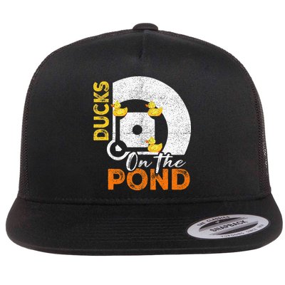 Ducks On The Pond Baseball Field Softball Saying Flatbill Hat