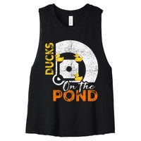 Ducks On The Pond Baseball Field Softball Saying Women's Racerback Cropped Tank