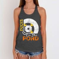 Ducks On The Pond Baseball Field Softball Saying Women's Knotted Racerback Tank