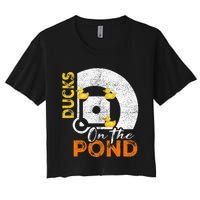 Ducks On The Pond Baseball Field Softball Saying Women's Crop Top Tee