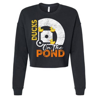 Ducks On The Pond Baseball Field Softball Saying Cropped Pullover Crew