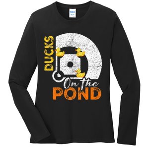 Ducks On The Pond Baseball Field Softball Saying Ladies Long Sleeve Shirt