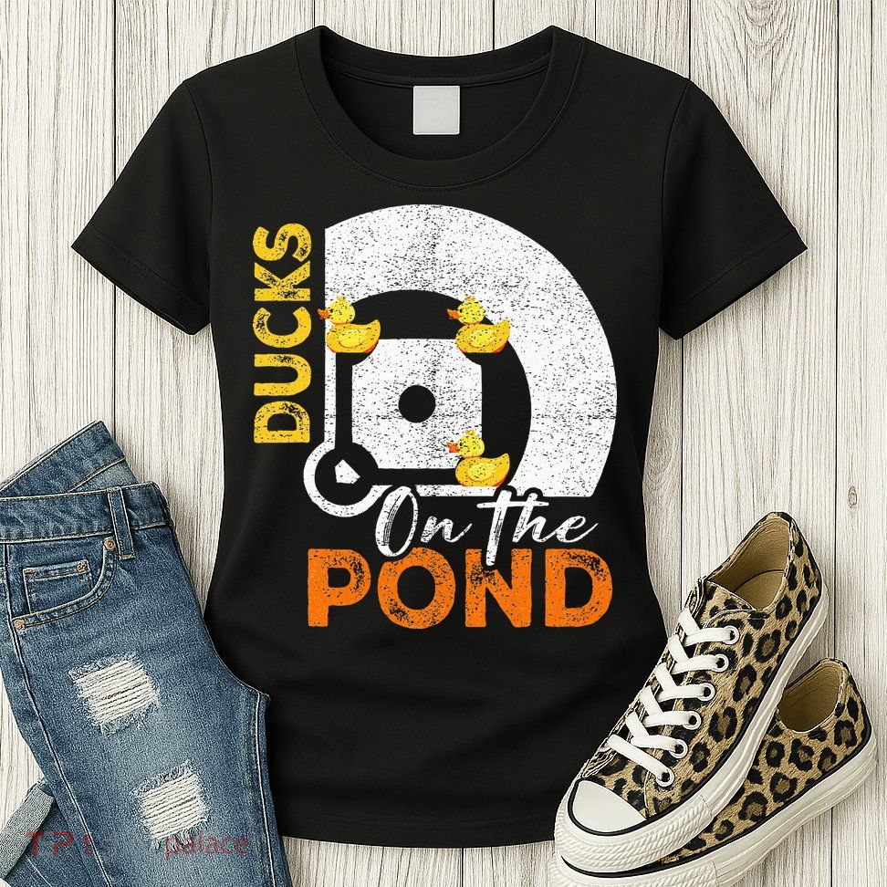 Ducks On The Pond Baseball Field Softball Saying Womens T-Shirt