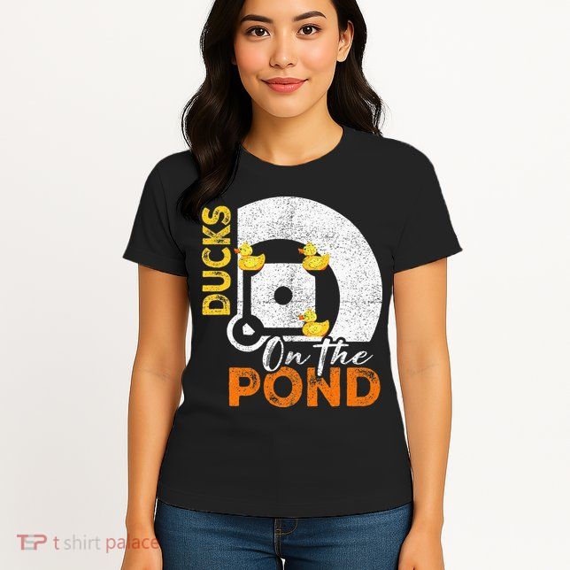Ducks On The Pond Baseball Field Softball Saying Womens T-Shirt