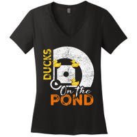 Ducks On The Pond Baseball Field Softball Saying Women's V-Neck T-Shirt