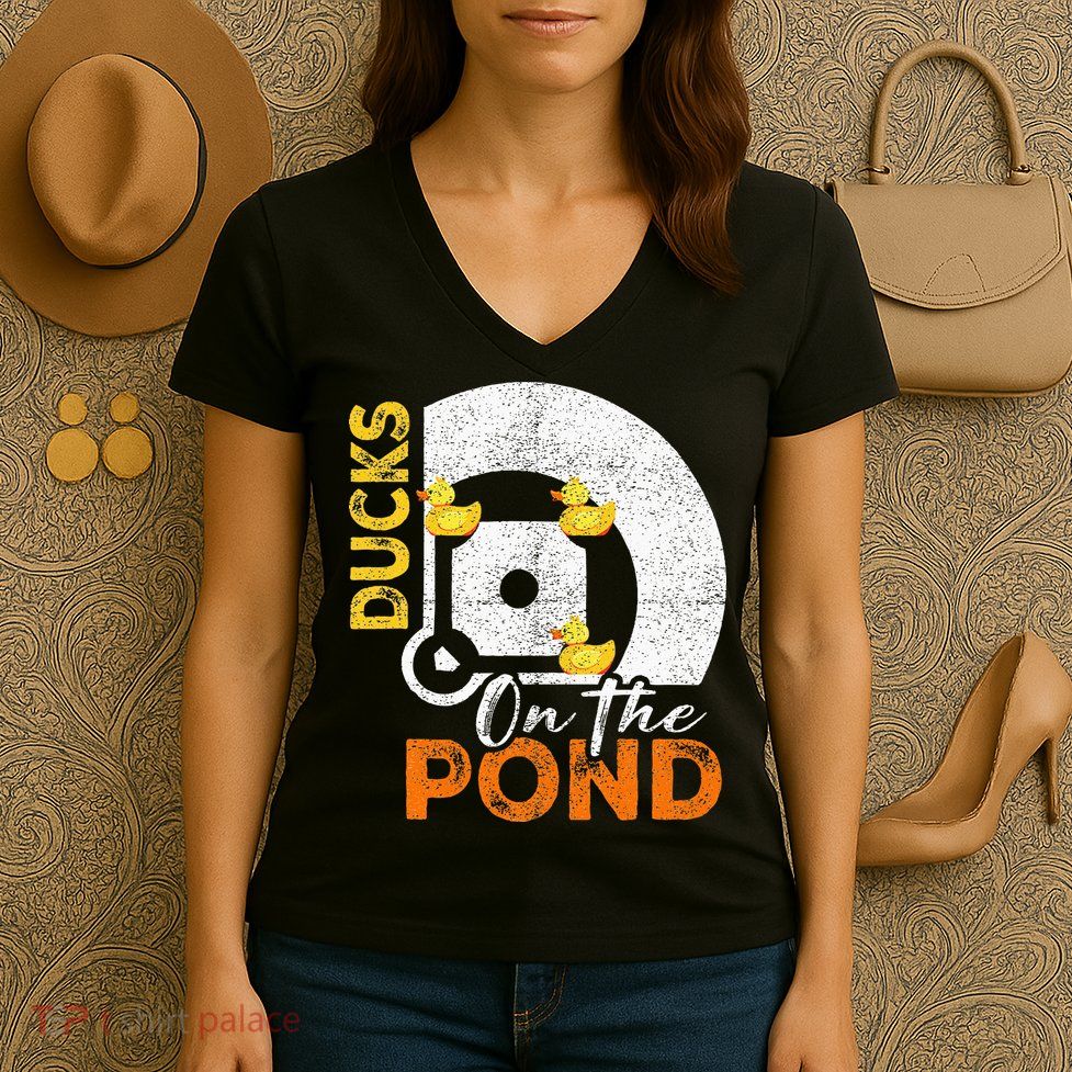 Ducks On The Pond Baseball Field Softball Saying Women's V-Neck T-Shirt