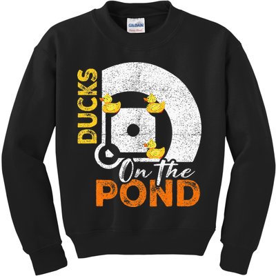 Ducks On The Pond Baseball Field Softball Saying Kids Sweatshirt