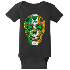 Day Of The Dead Irish Sugar Skull St Patricks Day Baby Bodysuit