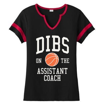 Dibs On The Assistant Coach Basketball Wife Girlfriend Ladies Halftime Notch Neck Tee