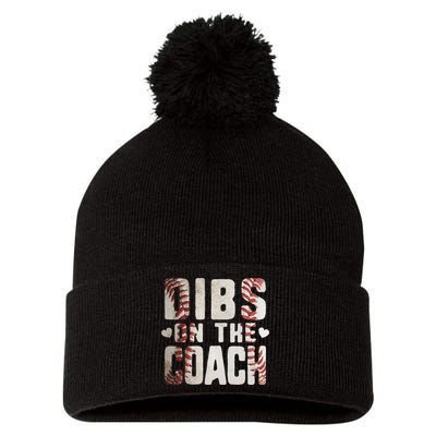 Dibs on the Coach Funny Baseball Coach's Wife Pom Pom 12in Knit Beanie