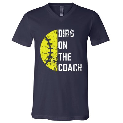 Dibs On The Coach Funny Softball Wife Baseball Coach V-Neck T-Shirt