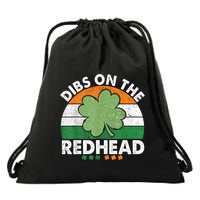 Dibs On The Redhead Funny St Patricks Day Drinking Drawstring Bag